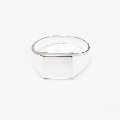 Sterling Silver Cushion Square Signet Ring, Modern Hipster Jewelry