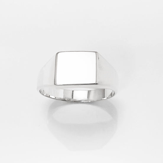 Sterling Silver Cushion Square Signet Ring, Modern Hipster Jewelry