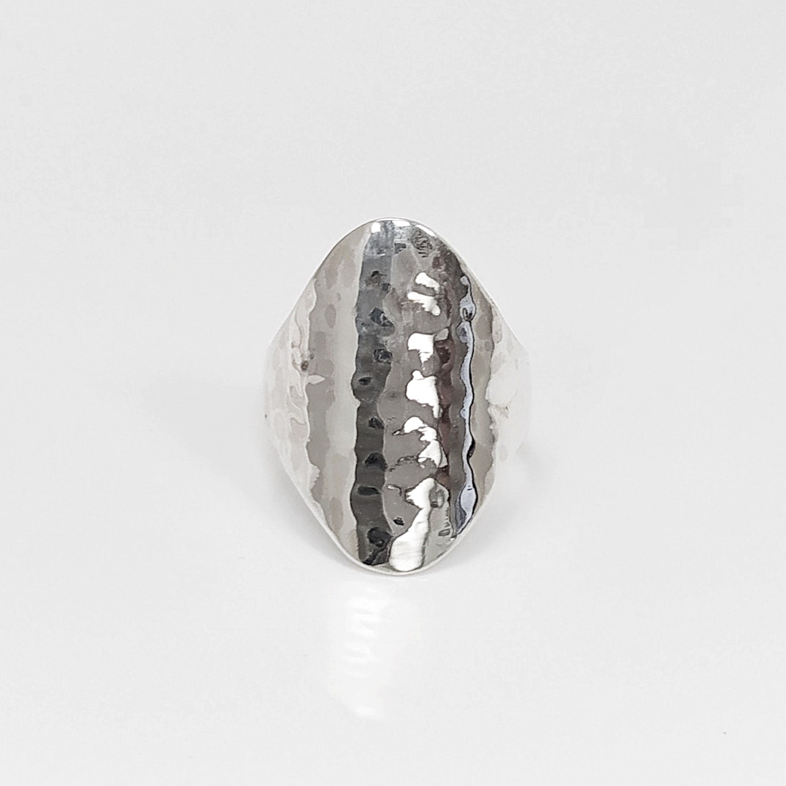 Hammered Ring, Sterling Silver, Oval Armor Ring, Dimpled Textured Ring, Designer Modern Ring, Minimalist Ring, gift idea for her