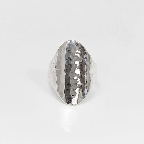Hammered Ring, Sterling Silver, Oval Armor Ring, Dimpled Textured Ring, Designer Modern Ring, Minimalist Ring, gift idea for her