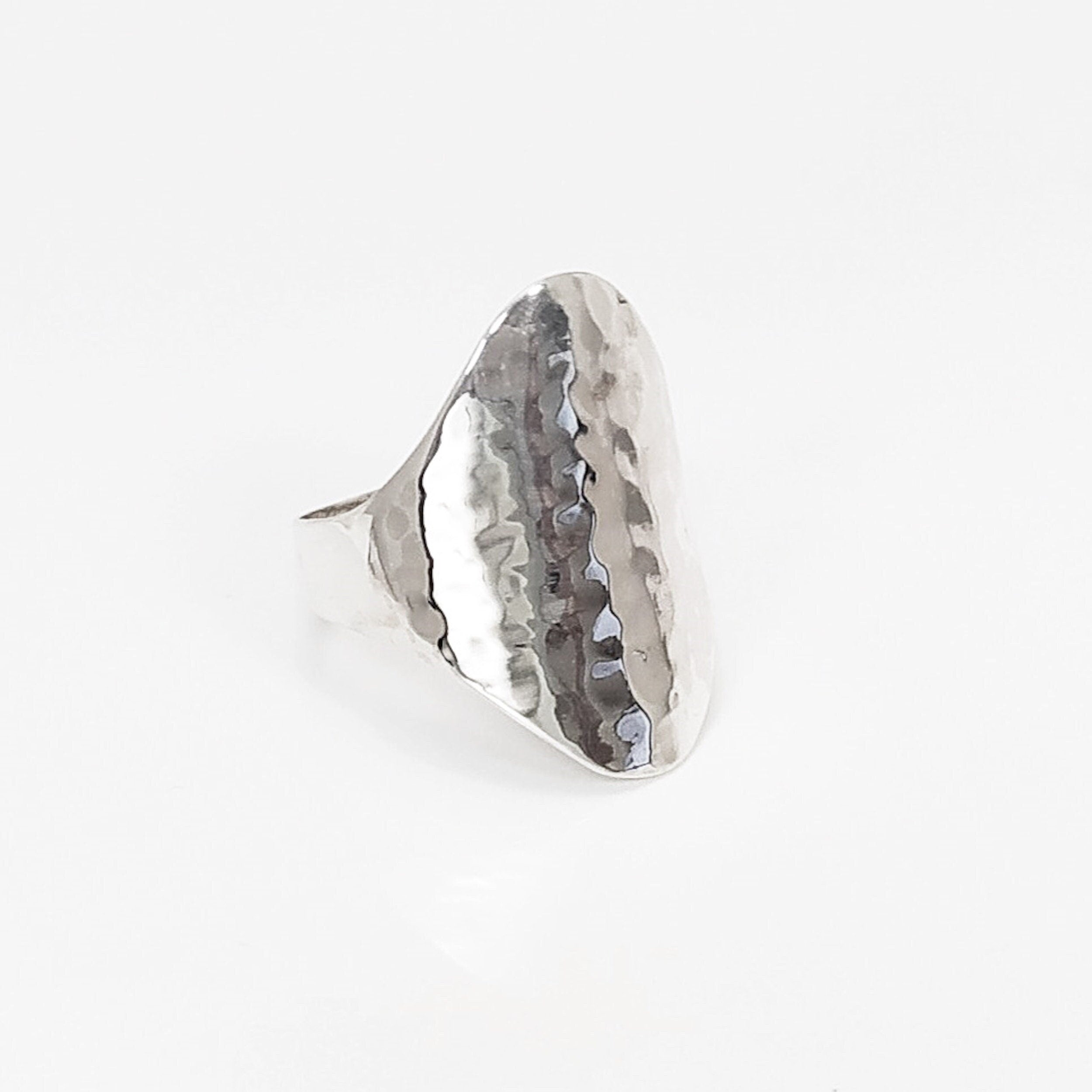 Hammered Ring, Sterling Silver, Oval Armor Ring, Dimpled Textured Ring, Designer Modern Ring, Minimalist Ring, gift idea for her