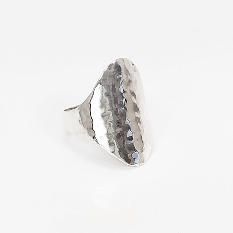 Hammered Ring, Sterling Silver, Oval Armor Ring, Dimpled Textured Ring, Designer Modern Ring, Minimalist Ring, gift idea for her