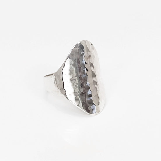 Hammered Ring, Sterling Silver, Oval Armor Ring, Dimpled Textured Ring, Designer Modern Ring, Minimalist Ring, gift idea for her