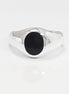 Onyx Signet Ring, Sterling Silver, Oval Black Gemstone, Vintage Spirit Ring