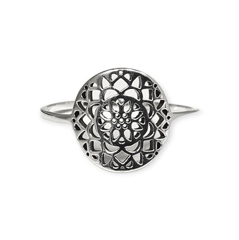 Flower of Life Ring, Sterling Silver, Seed of Life Ring, Sacred Geometry Ring, Dainty Thin Filigree Round Ring, Mandala Spiritual Jewelry