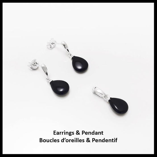 ONYX Stone 925 Earrings Sterling Silver, Black Gemstone Silver Earrings, Dangly Sterling Silver Earrings, Small Teardrop Stone Earrings.