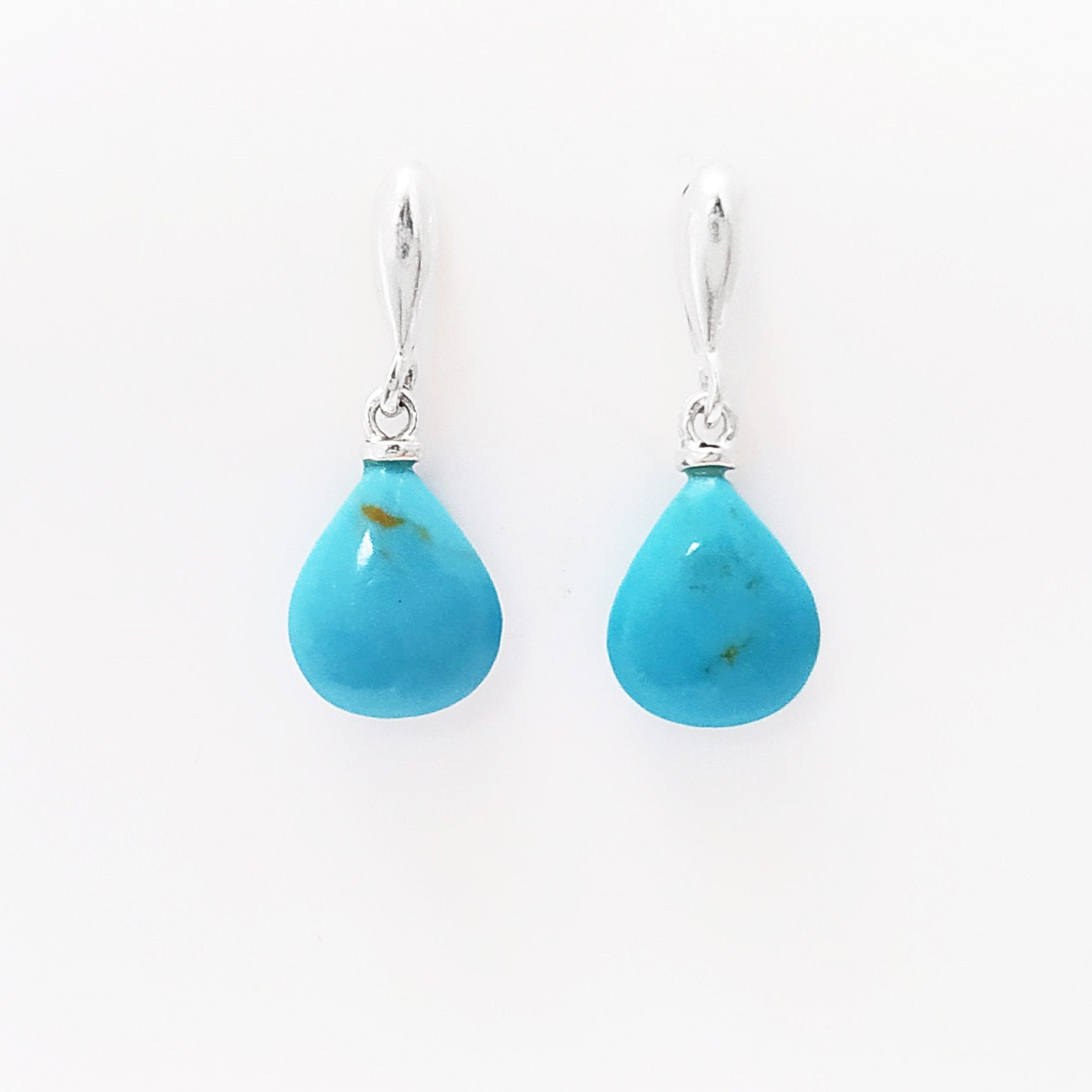 BLUE Turquoise stone 925 Earrings - Sterling Silver Drop Earrings - Blue Stone - Turquoise Silver Earrings - Modern - Dangly Turquoise