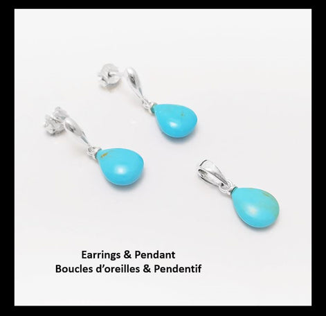 BLUE Turquoise stone 925 Earrings - Sterling Silver Drop Earrings - Blue Stone - Turquoise Silver Earrings - Modern - Dangly Turquoise