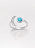 Turquoise Crescent Moon Ring, Sterling Silver, Boho Chakra Stellar Cosmic Jewelry, Lunar Open Ring, Celestial Round Blue Stone Ring