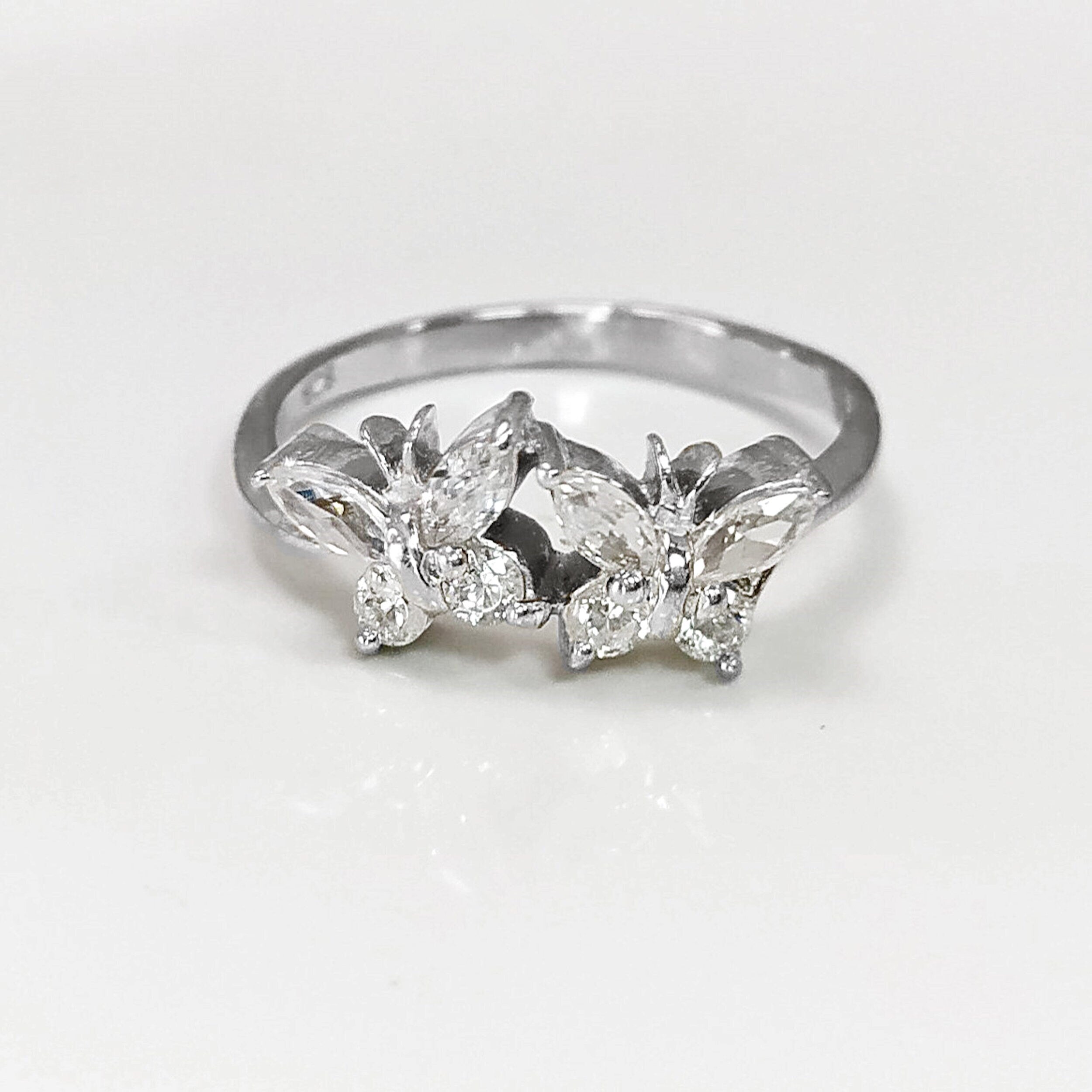 Butterfly Ring, Sterling Silver, Clear White Stones (CZ), Designer Butterflies Jewelry, Fashion Ring, Gift for Her, Bright Ring
