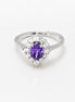 Purple Marquise Ring, Sterling Silver, White CZ Stones, Oval Amethyst Color CZ Stone, Engagement Ring, Classic Promise Jewelry, Woman Gift