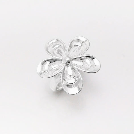 Stunning Silver Ring, 925 Big Flower Ring, Sterling Silver, Wide Flowers Petals Jewelry, Nature Inspired Ring, Unique Women's Flower Ring