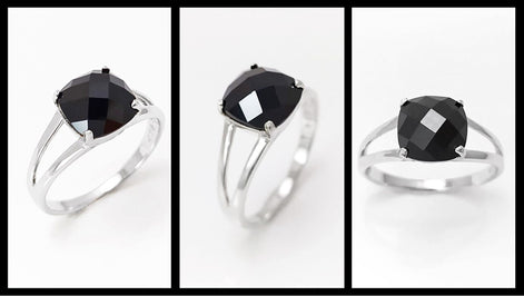 Square Stone Ring, Sterling Silver, Black Color (CZ) Ring, Modern Ring, Engagement Jewelry, Prongs setting, Solitaire Black 925 Ring.