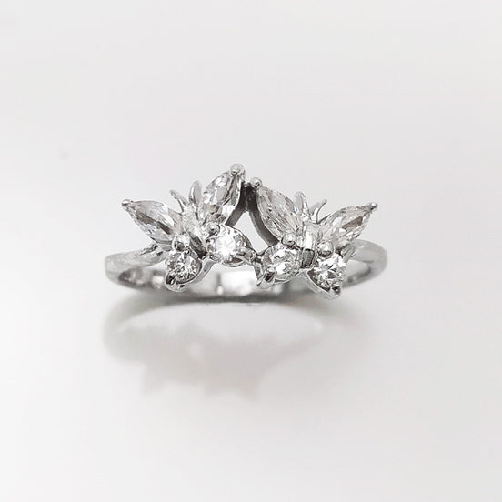 Butterfly Ring, Sterling Silver, Clear White Stones (CZ), Designer Butterflies Jewelry, Fashion Ring, Gift for Her, Bright Ring