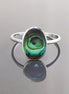 Abalone Flat Oval Ring, Sterling Silver Genuine PAUA Shell Mother of Pearl with Rainbow Reflection, Modern Minimalist Style