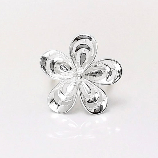 Stunning Silver Ring, 925 Big Flower Ring, Sterling Silver, Wide Flowers Petals Jewelry, Nature Inspired Ring, Unique Women's Flower Ring