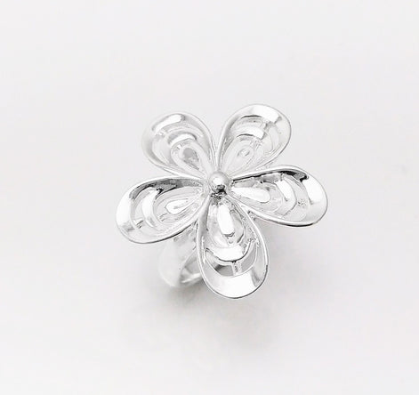 Stunning Silver Ring, 925 Big Flower Ring, Sterling Silver, Wide Flowers Petals Jewelry, Nature Inspired Ring, Unique Women's Flower Ring