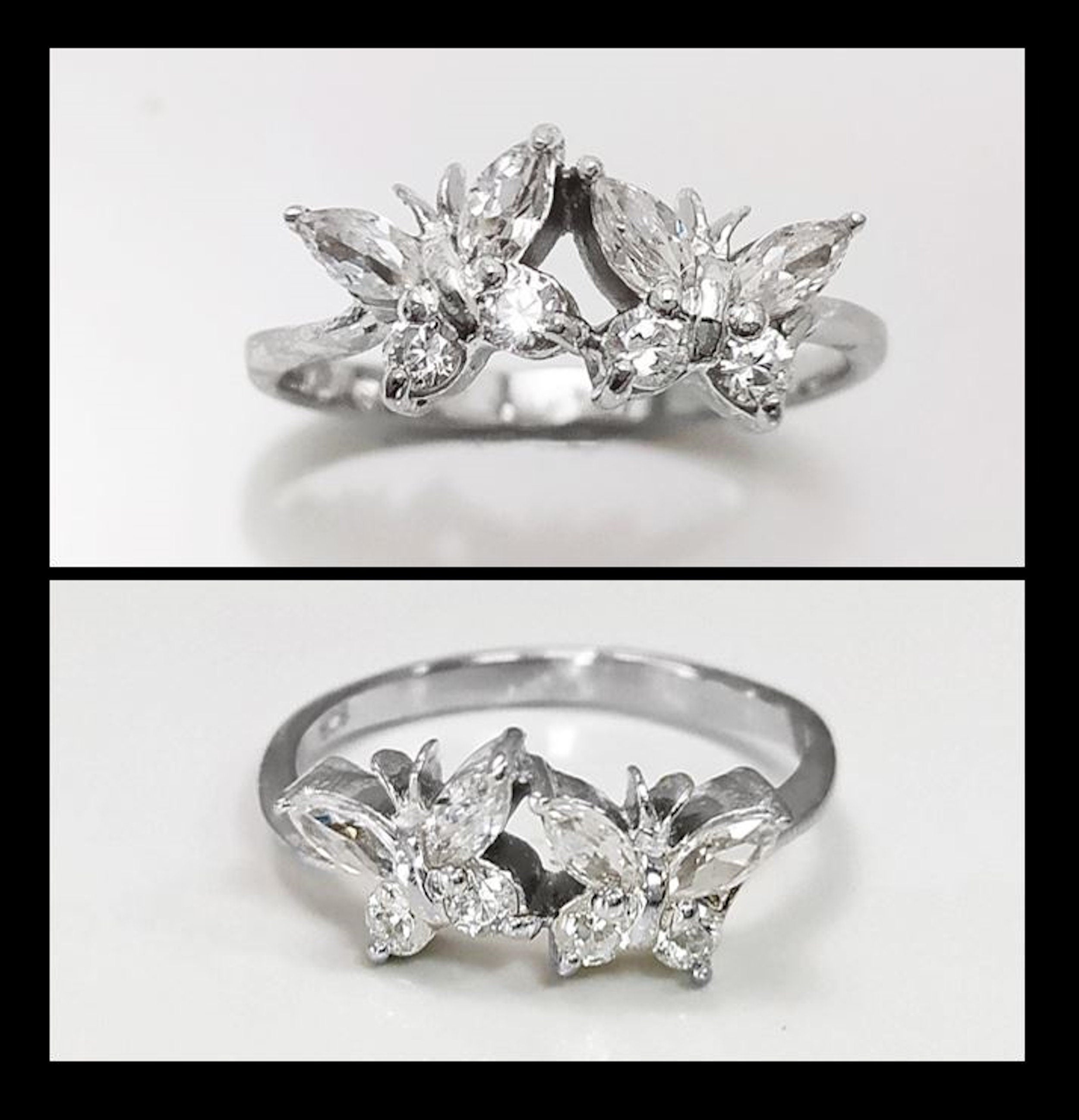 Butterfly Ring, Sterling Silver, Clear White Stones (CZ), Designer Butterflies Jewelry, Fashion Ring, Gift for Her, Bright Ring