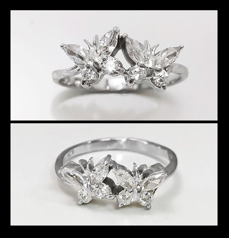 Butterfly Ring, Sterling Silver, Clear White Stones (CZ), Designer Butterflies Jewelry, Fashion Ring, Gift for Her, Bright Ring