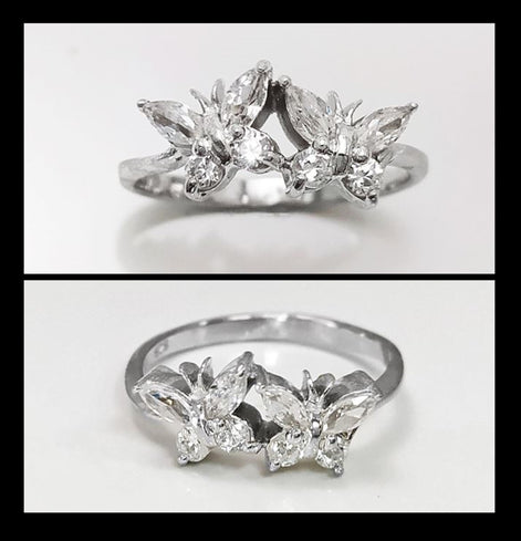 Butterfly Ring, Sterling Silver, Clear White Stones (CZ), Designer Butterflies Jewelry, Fashion Ring, Gift for Her, Bright Ring