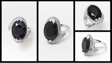Crossing Ring, Sterling Silver, Bypass Bicolor Black white Stones Band, Cocktail Stone (CZ) Cross Ring, Statement Woman Ring, Bold Ring