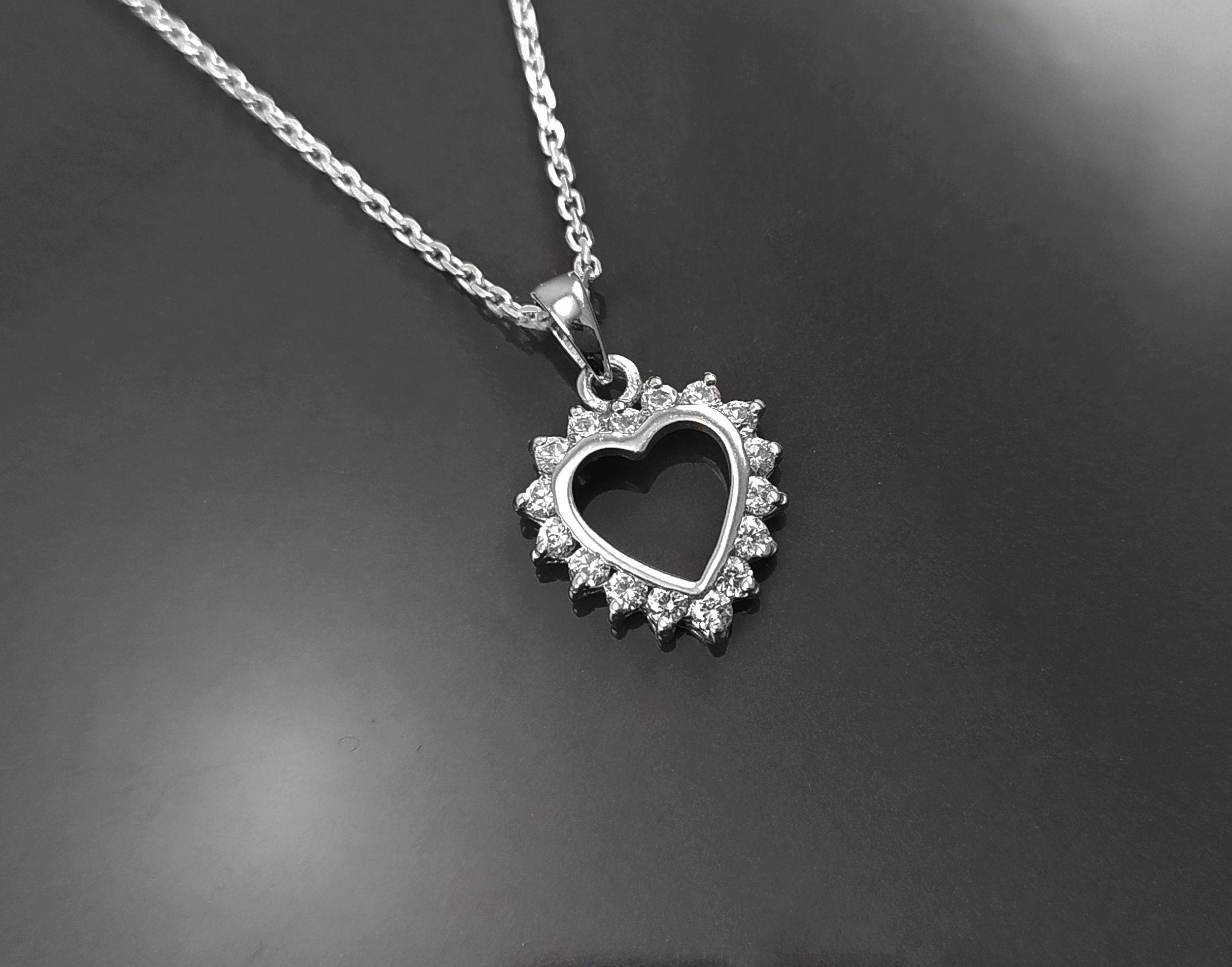 Heart Necklace, Sterling Silver, Zirconias Cz, Small Love Heart Charm, Valentine's Day Gifts, Mother's day gift