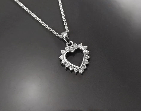 Heart Necklace, Sterling Silver, Zirconias Cz, Small Love Heart Charm, Valentine's Day Gifts, Mother's day gift
