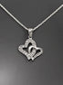 Sterling Silver Double Heart Necklace, Paved Clear CZ Stones, Promise Charm