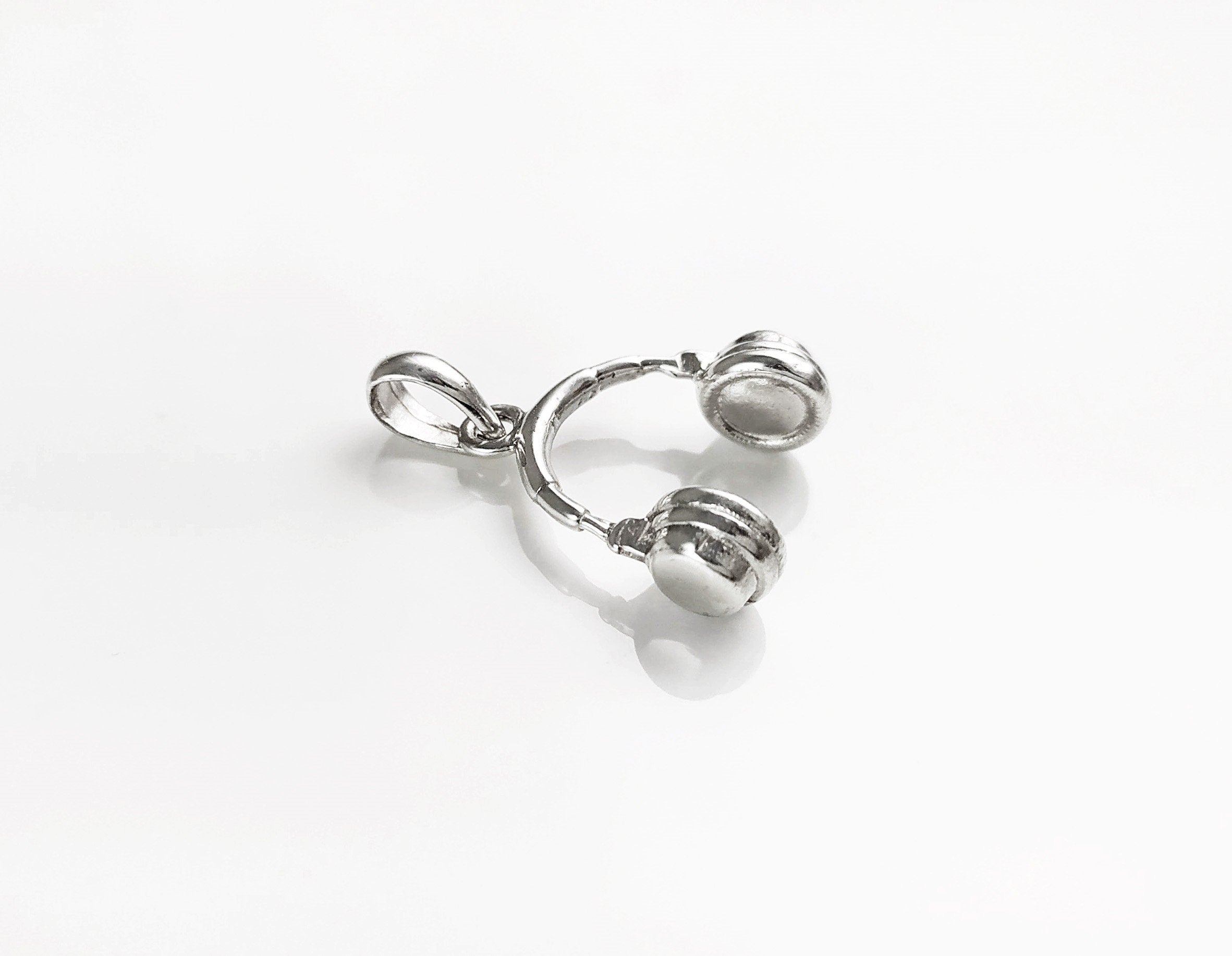 Sterling Silver Headphone Pendant Necklace • Music Lover DJ Jewelry