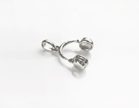 Sterling Silver Headphone Pendant Necklace • Music Lover DJ Jewelry