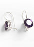 Purple Drop Earrings, 925 Sterling Silver, Big Violet Solitaire 10mm Round Stone, 6ct Amethyst simulant (CZ), Birthday gift, Hook Earrings