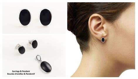 Flat Oval Pendant, Sterling Silver Genuine Black Onyx Gemstone, Small Everyday jewelry, Modern Minimalist Style, Minimalist Stone Pendent.