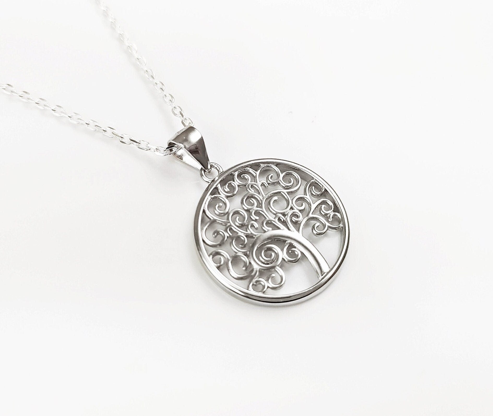 Tree of Life Necklace, Sterling Silver, Filigree Necklace, Nature Pendant, Woman Jewelry, Tree of Knowledge, Genealogical Tree Charm