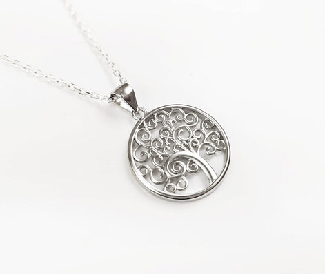 Tree of Life Necklace, Sterling Silver, Filigree Necklace, Nature Pendant, Woman Jewelry, Tree of Knowledge, Genealogical Tree Charm