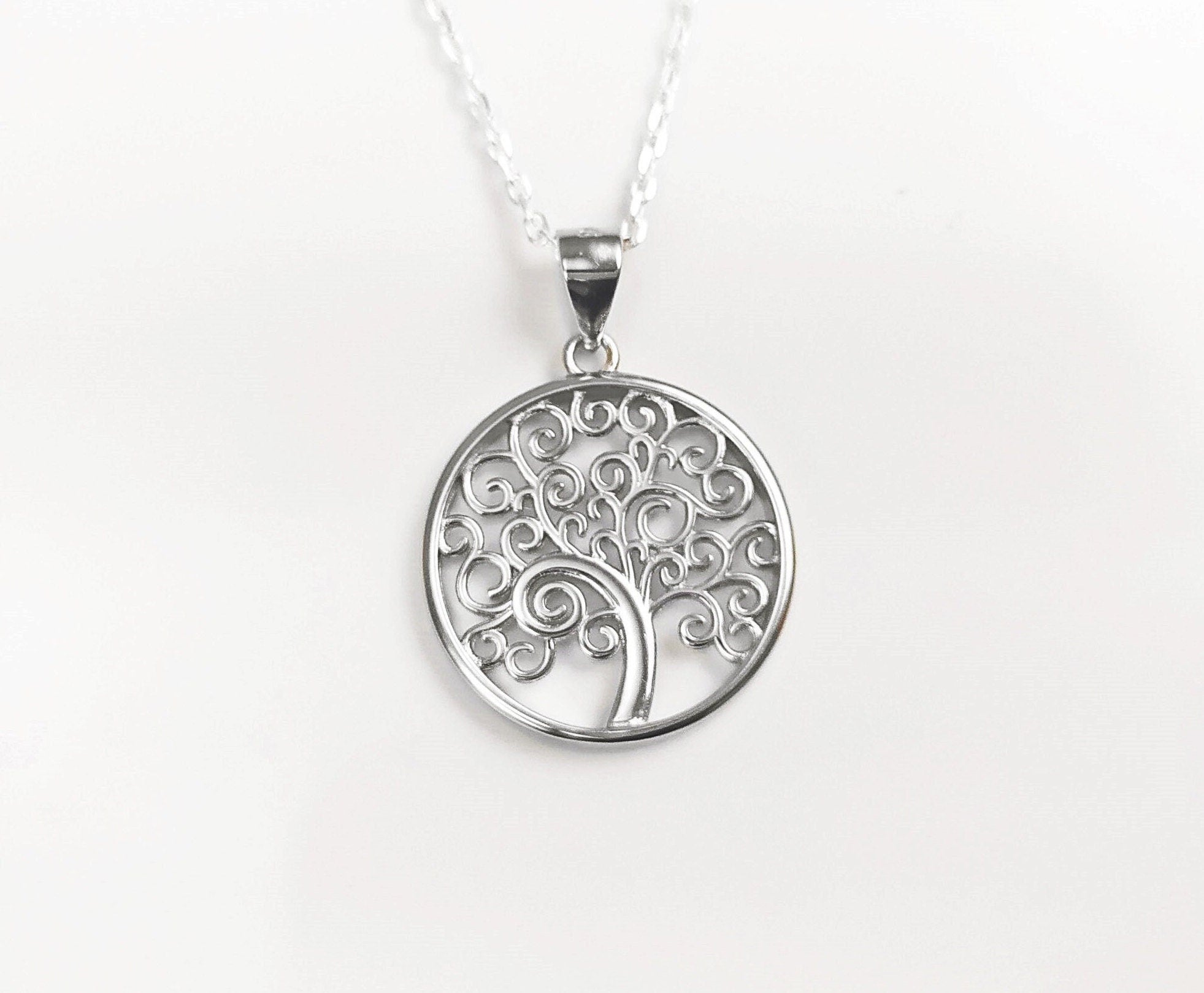 Tree of Life Necklace, Sterling Silver, Filigree Necklace, Nature Pendant, Woman Jewelry, Tree of Knowledge, Genealogical Tree Charm
