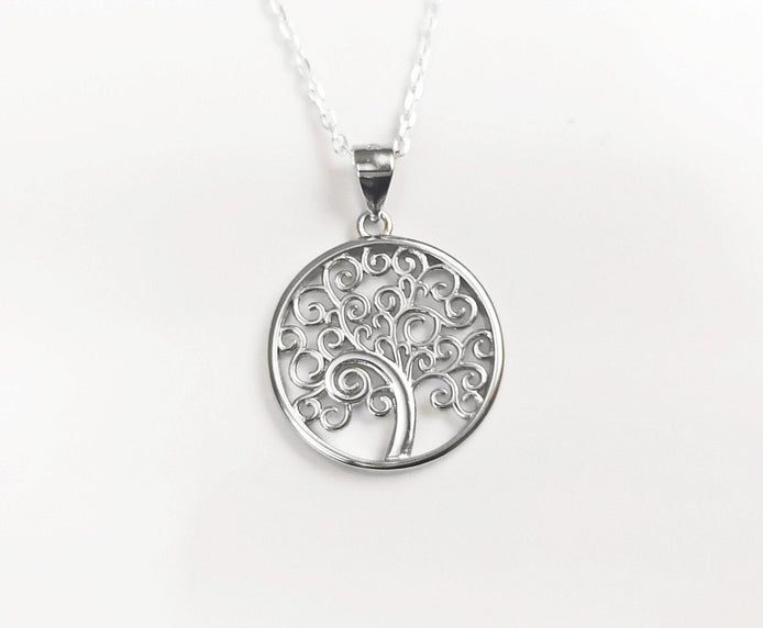 Tree of Life Necklace, Sterling Silver, Filigree Necklace, Nature Pendant, Woman Jewelry, Tree of Knowledge, Genealogical Tree Charm