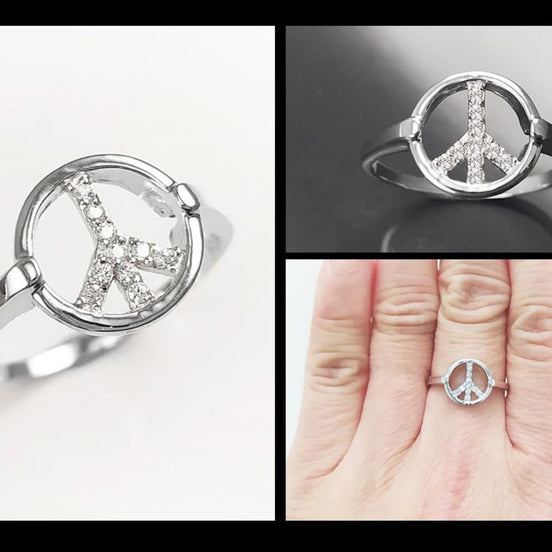 Peace and Love Ring • Solid 925 Silver • Bohemian Chic Ring • 70s Boho Jewelry