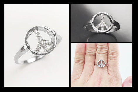 Peace and Love Ring • Solid 925 Silver • Bohemian Chic Ring • 70s Boho Jewelry