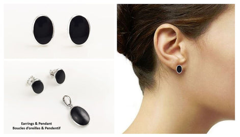 Oval Black Ring, Sterling Silver Ring, Ring with Flat Oval Stone, Genuine Onyx Gemstone, Small Everyday Ring, Modern Ring, Minimalist Ring