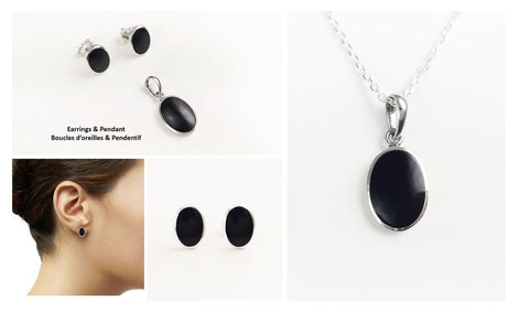 Oval Black Ring, Sterling Silver Ring, Ring with Flat Oval Stone, Genuine Onyx Gemstone, Small Everyday Ring, Modern Ring, Minimalist Ring