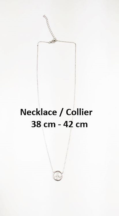 Peace & Love Necklace, Sterling Silver 925, Love and Peace Symbol Sign Pendant Chain, Hipster Boho 70's Icon Charm Jewelry, White Cz stone
