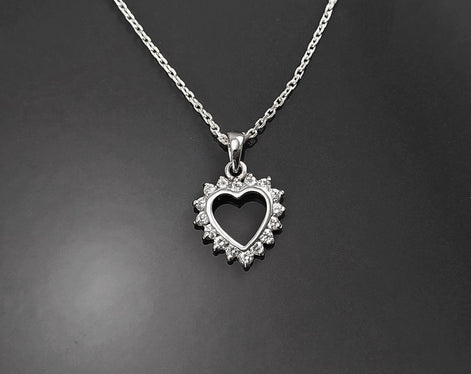 Heart Necklace, Sterling Silver, Zirconias Cz, Small Love Heart Charm, Valentine's Day Gifts, Mother's day gift
