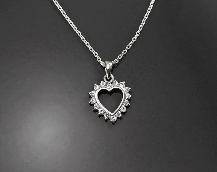 Heart Necklace, Sterling Silver, Zirconias Cz, Small Love Heart Charm, Valentine's Day Gifts, Mother's day gift