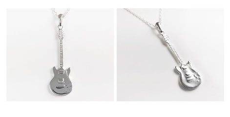 Guitar Pendant, Sterling Silver, Musician Rock Guitarist Jewelry, Electric Bass Guitar Necklace, Gift for Music Player,