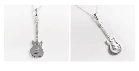 Guitar Pendant, Sterling Silver, Musician Rock Guitarist Jewelry, Electric Bass Guitar Necklace, Gift for Music Player,
