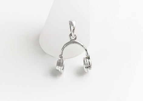 Sterling Silver Headphone Pendant Necklace • Music Lover DJ Jewelry