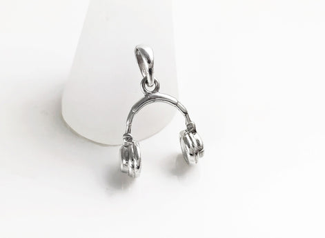 Sterling Silver Headphone Pendant Necklace • Music Lover DJ Jewelry
