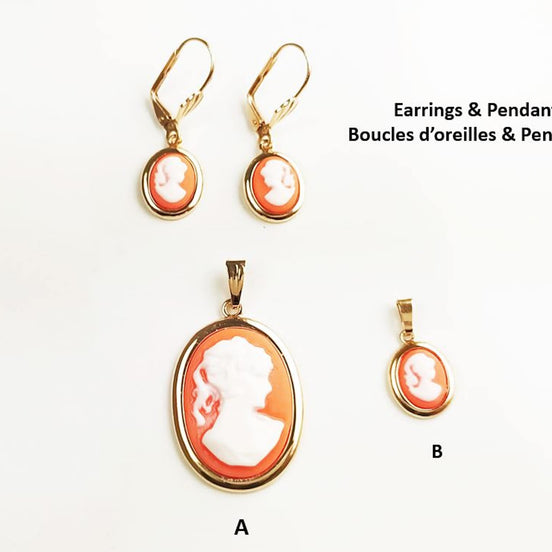 18K Gold Plated Cameo Pendant: Red Resin Stone, Vintage Victorian Necklace