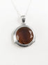 925 Brown Smoky Quartz Stone, Round Silver Pendant, Sterling Silver, Manmade Deep Brown Colored Cz Stone, Statement Big Round, Necklace Gift