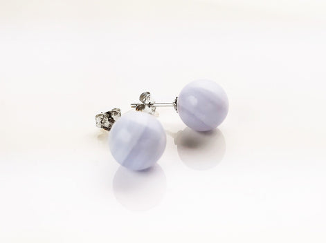 Chalcedony Balls Earrings, sterling silver studs 4 / 6 / 8 / 10 mm ball